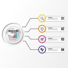 Modern Vector Infographics Elements Design Template. Business Data Visualization Timeline with Step Option and Marketing Icons can be used for workflow layout, presentation, diagram, annual reports