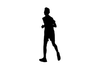 silhouette men run exercise for Health At area Stadium Outdoors on white background with clipping path.
