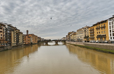 Fototapeta na wymiar The Arno River in Florence, Italy