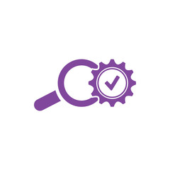 Cog, magnifier, optimization, search optimization, search settings dark violet  color icon 