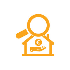 bank, money search, hand, search , safety bank search orange  color icon 