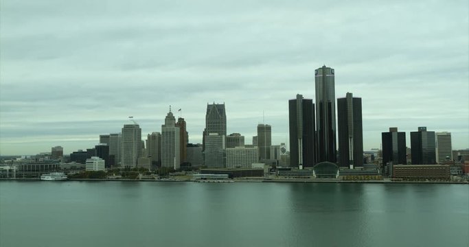 Detroit Cityscape Timelapse Daytime Cloudy