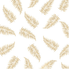 Gold Palm Leaves Isolated White Background