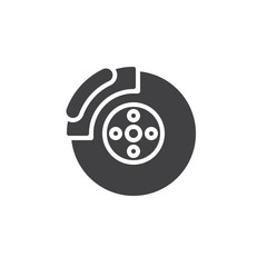 Car brake disc vector icon. filled flat sign for mobile concept and web design. Brake shoe glyph icon. Symbol, logo illustration. Pixel perfect vector graphics