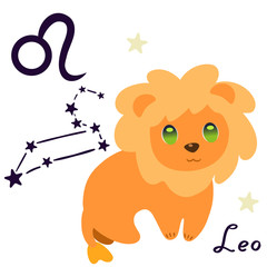 Leo zodiac sign in cartoon style isolate on white background vector