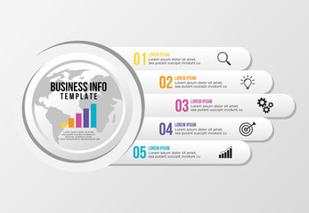 Modern Vector Infographics Elements Design Template. Business Data Visualization Timeline with Step Option and Marketing Icons can be used for workflow layout, presentation, diagram, annual reports