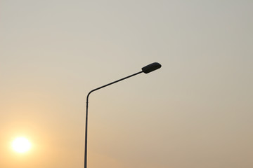 silhouette of spotlight on sunset light