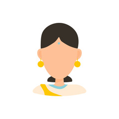 Female user avatar profile picture icon. Isolated vector illustration in flat design people character on white background. Hindu woman