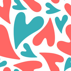 Heart drawing. Love seamless background. Handdrawn doodle heart design. Modern pattern heart.