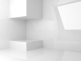 Abstract white interior background, room 3d