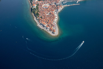 Fototapeta na wymiar Birds eye view of Mediteranean City of Piran