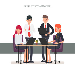 Business people teamwork office character. Animation for motion. Colleague seminar meeting.