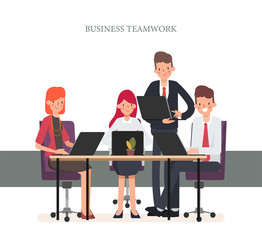 Business people teamwork office character. Animation for motion. Colleague seminar meeting.