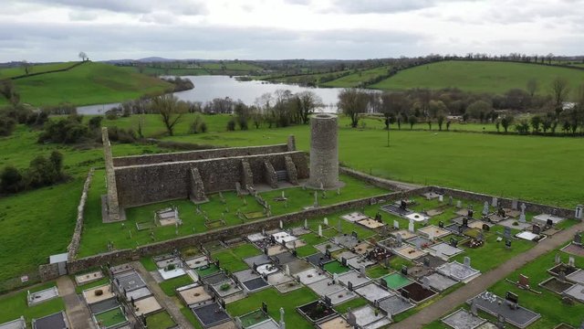 Drumlane Abbey and round tower