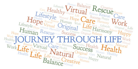 Fototapeta premium Journey Through Life word cloud.