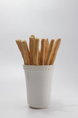 Grissini,Classic  Italain Bread Sticks on White Background