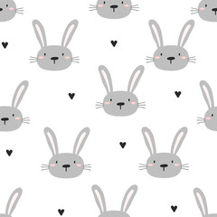 Seamless pattern with cute little bunny. vector illustration
