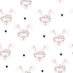 Fototapeta na wymiar Seamless pattern with cute little bunny. vector illustration