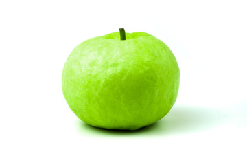 guava (Psidium guajava) are fresh green fruit. rich in vitamins have a taste sour and sweet on isolated white background and clipping path