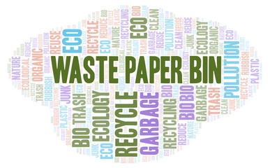 Waste Paper Bin word cloud.