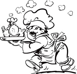 chef with baked chicken