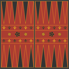 Backgammon playing field in the medieval style. Vector graphics.