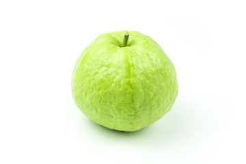 guava (Psidium guajava) are fresh green fruit. rich in vitamins have a taste sour and sweet on isolated white background and clipping path