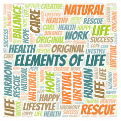 Fototapeta premium Elements Of Life word cloud.
