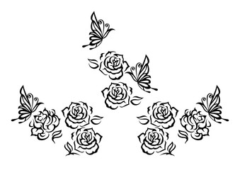  トライバルのデザイン。バラの花。ファッションタトゥー。ステッカー。