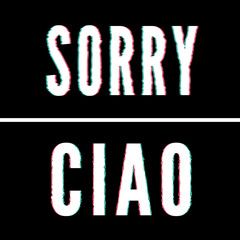 Sorry Ciao slogan, Holographic and glitch typography, tee shirt graphic, printed design.