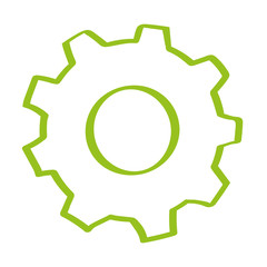 Handgezeichnetes Zahnrad in hellgr&uuml;n