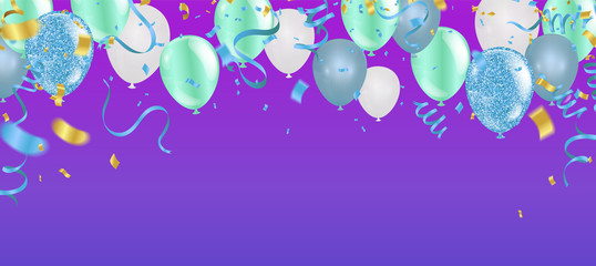 birthday card with Realistic glossy balloons. Happy birthday Vector. Ready for Design