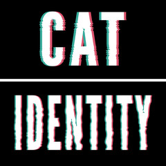 Cat Identity slogan, Holographic and glitch typography, tee shirt graphic, printed design.