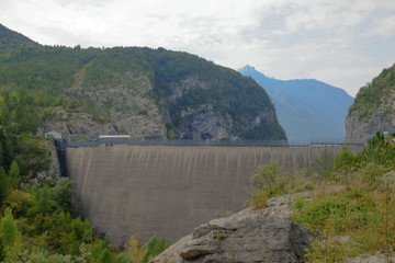 Mountain Trekking Day at the Vajont dam. Vajont, Italy. September 2018