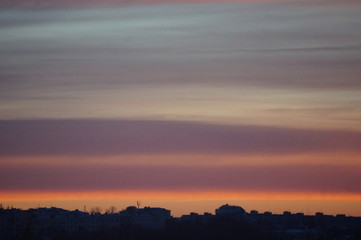 city, evening, sunset, sun, clouds, beauty, landscape,