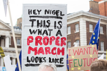 Anti-Brexit suporters in London campaigning to stay in European Union.
