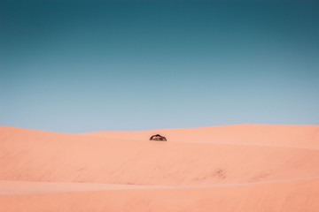 Fototapeta na wymiar The hump of the dromedary, minimalist photographic shot in the Sahara Desert, Morocco