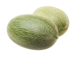 Netted melon on white background 