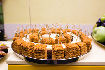 Pieces of cake on the plate