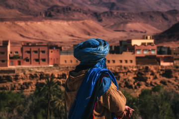 Tuareg in the city of Tinghir. The colours of Morocco - obrazy, fototapety, plakaty
