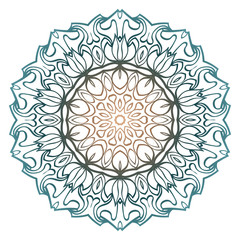 Floral Color Mandala. Arabic, Indian, Motifs. Vector Illustration. Brown pastel blue color