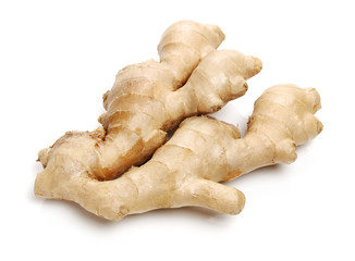 fresh ginger on white background 