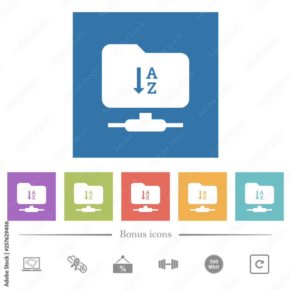 Poster ftp sort ascending flat white icons in square backgrounds
