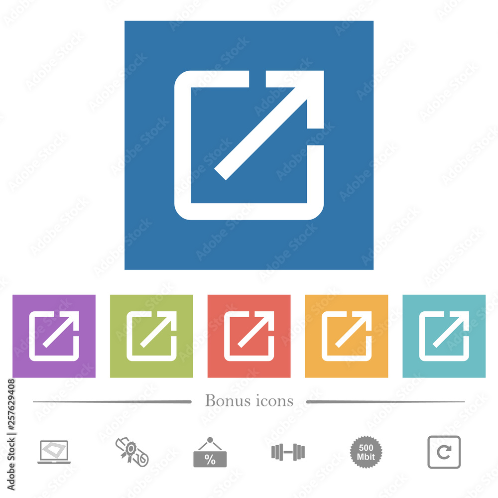 Poster launch application flat white icons in square backgrounds