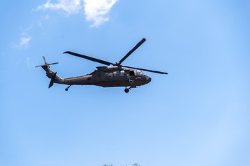 Fototapeta na wymiar Helicopter in flight at Mt. Pinatubo