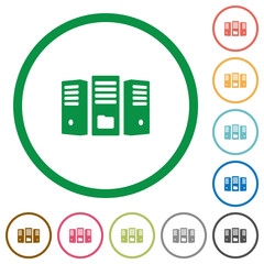 File server flat icons with outlines