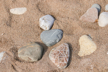 Fototapeta na wymiar Beautiful stones in the sand at the lara beach, Akamas peninsula, Cyprus