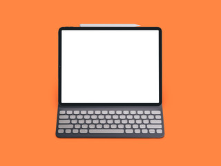 Blank screen tablet on color background. Isolated ipad. 