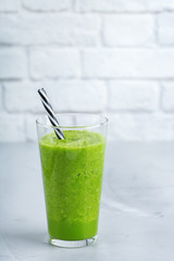 Green smoothie with vegetables for healthy, raw, vegan diet