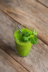 Green smoothie with vegetables for healthy, raw, vegan diet